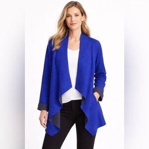 Eileen Fisher Merino Wool Open-Front Cardigan Blue & Gray Women’s Smal